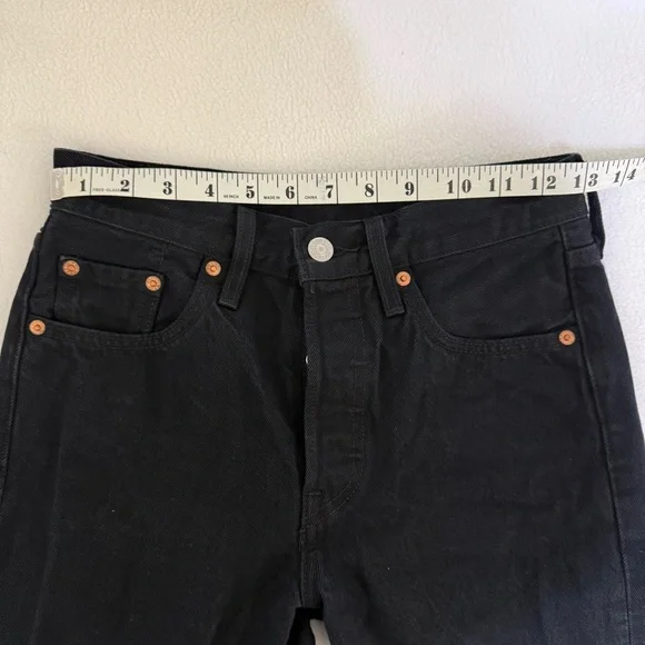 Levi's 501 S Skinny Premium Black 100% Cotton Jeans Size 25 x 28 - Picture 7 of 10